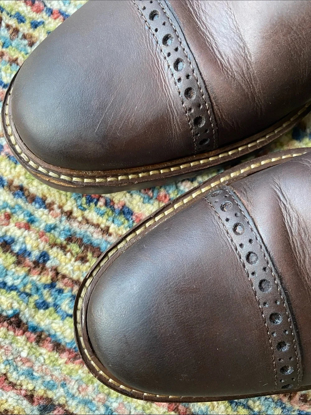 Men's Florsheim Brown Leather Cap-Toe Brogue Lace-Up Boots size 7